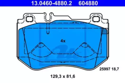 Тормозные колодки дисковые передняя ось ATE 13.0460-4880.2