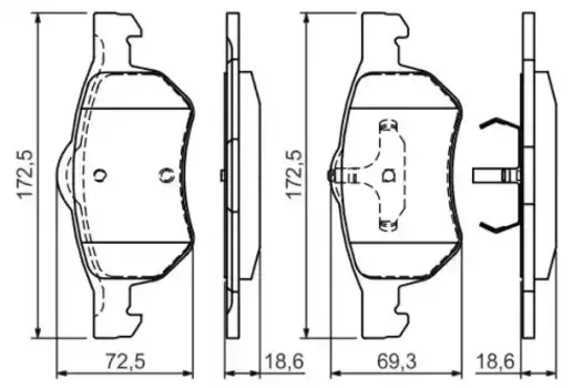 Тормозные колодки дисковые передняя ось BOSCH 0 986 424 668