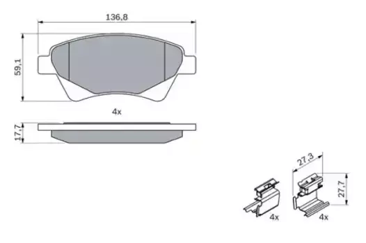 Тормозные колодки дисковые передняя ось BOSCH 0 986 424 785