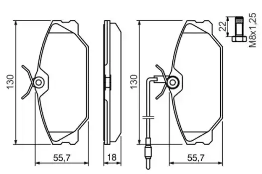 Тормозные колодки дисковые передняя ось BOSCH 0 986 461 765