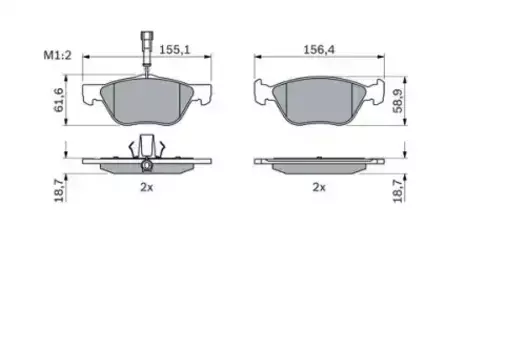 Тормозные колодки дисковые передняя ось BOSCH 0 986 494 004