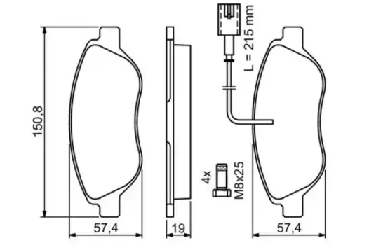 Тормозные колодки дисковые передняя ось BOSCH 0 986 424 595