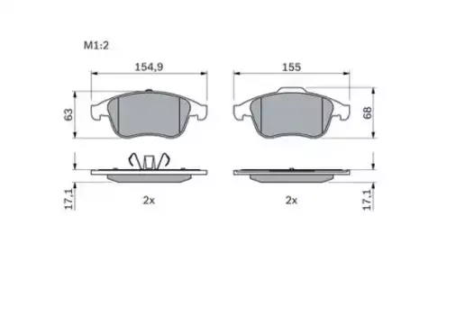 Тормозные колодки дисковые передняя ось BOSCH 0 986 494 401