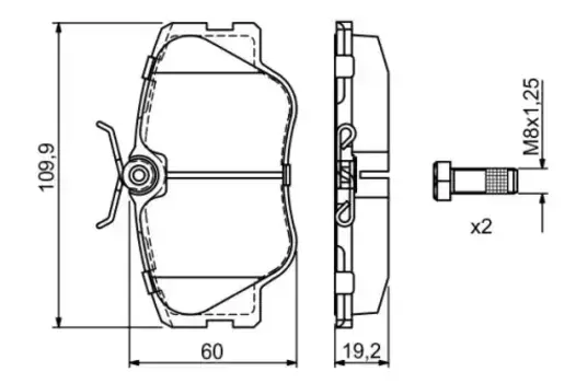 Тормозные колодки дисковые передняя ось BOSCH 0 986 469 410