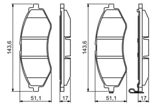 Тормозные колодки дисковые передняя ось BOSCH 0 986 494 343