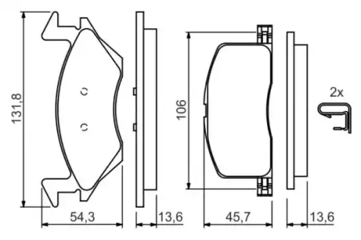 Тормозные колодки дисковые передняя ось BOSCH 0 986 424 264