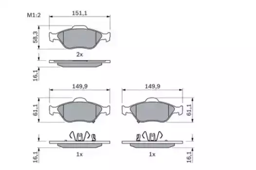Тормозные колодки дисковые передняя ось BOSCH 0 986 494 101