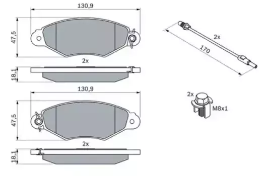 Тормозные колодки дисковые передняя ось BOSCH 0 986 424 455