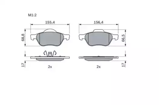 Тормозные колодки дисковые передняя ось BOSCH 0 986 494 439