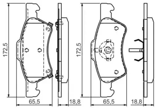 Тормозные колодки дисковые передняя ось BOSCH 0 986 424 765
