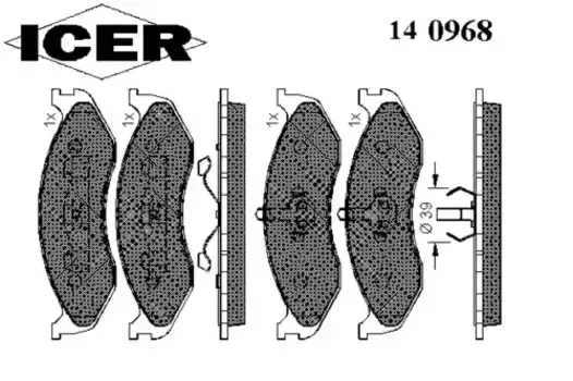 Тормозные колодки дисковые передняя ось ICER 140968