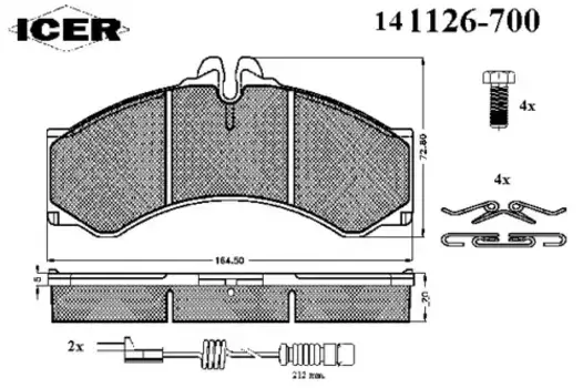 Тормозные колодки дисковые передняя ось ICER 141126-700