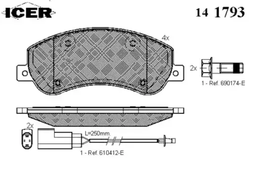 Тормозные колодки дисковые передняя ось ICER 141793