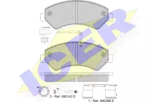 Тормозные колодки дисковые передняя ось ICER 141836-201