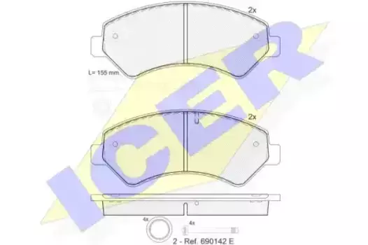 Тормозные колодки дисковые передняя ось ICER 141836-203
