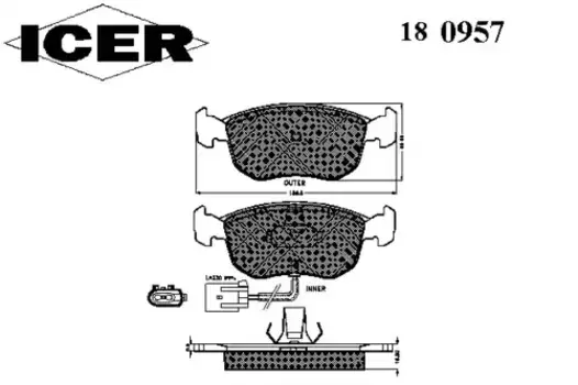 Тормозные колодки дисковые передняя ось ICER 180957