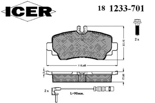 Тормозные колодки дисковые передняя ось ICER 181233-701