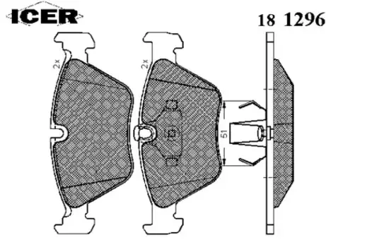 Тормозные колодки дисковые передняя ось ICER 181296