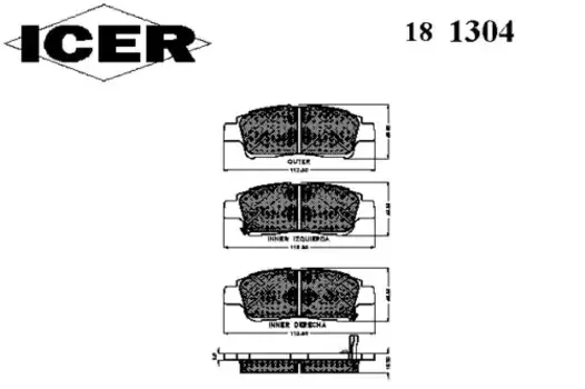Тормозные колодки дисковые передняя ось ICER 181304