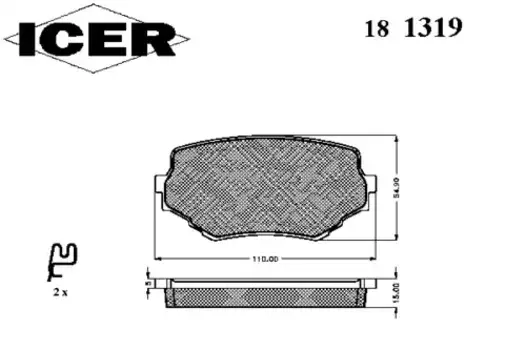 Тормозные колодки дисковые передняя ось ICER 181319