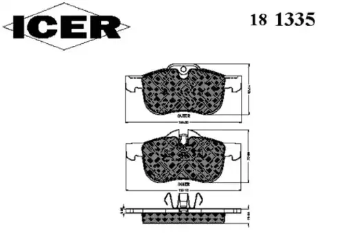 Тормозные колодки дисковые передняя ось ICER 181335