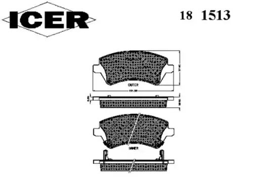 Тормозные колодки дисковые передняя ось ICER 181513