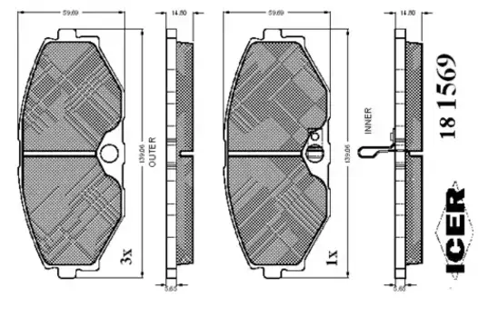Тормозные колодки дисковые передняя ось ICER 181569