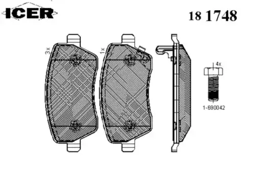 Тормозные колодки дисковые передняя ось ICER 181748