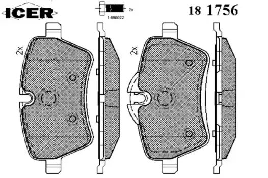 Тормозные колодки дисковые передняя ось ICER 181756