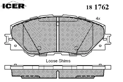 Тормозные колодки дисковые передняя ось ICER 181762