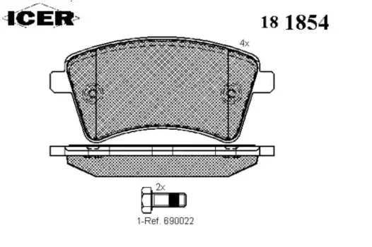 Тормозные колодки дисковые передняя ось ICER 181854