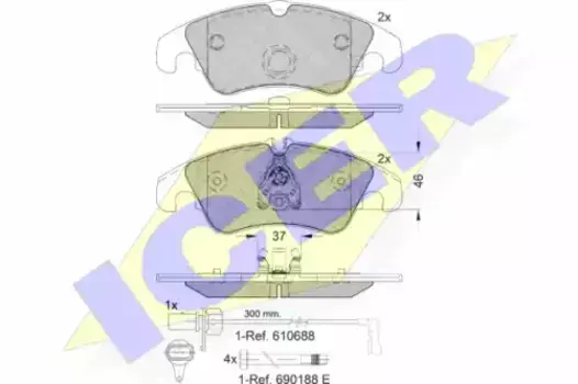 Тормозные колодки дисковые передняя ось ICER 181862-202