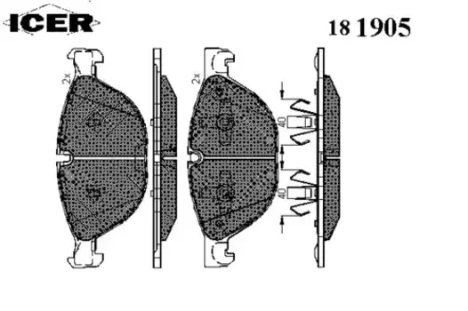 Тормозные колодки дисковые передняя ось ICER 181905
