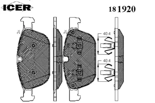 Тормозные колодки дисковые передняя ось ICER 181920