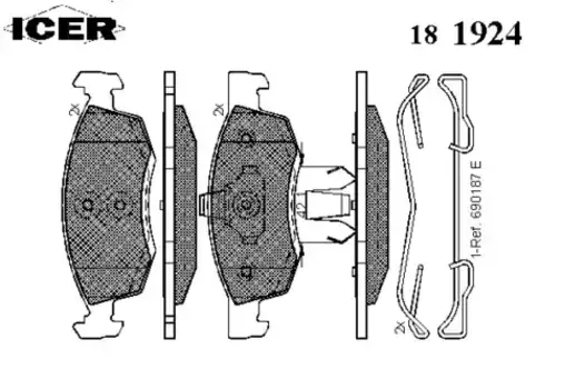 Тормозные колодки дисковые передняя ось ICER 181924