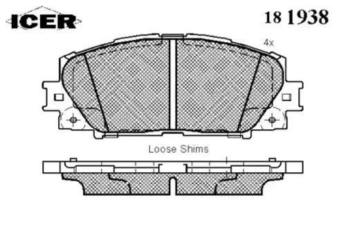 Тормозные колодки дисковые передняя ось ICER 181938