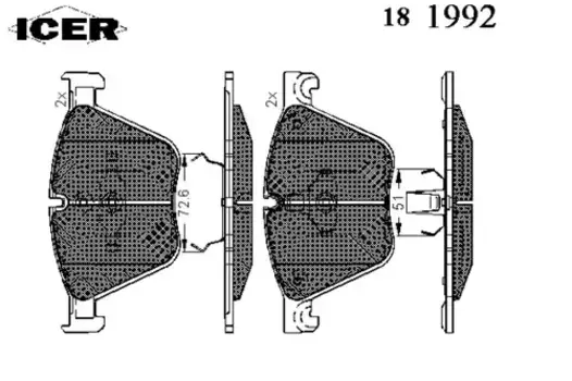 Тормозные колодки дисковые передняя ось ICER 181992