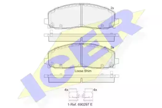 Тормозные колодки дисковые передняя ось ICER 182054