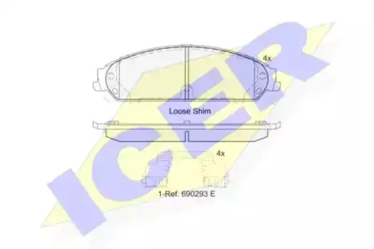 Тормозные колодки дисковые передняя ось ICER 182068