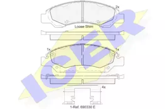 Тормозные колодки дисковые передняя ось ICER 182138