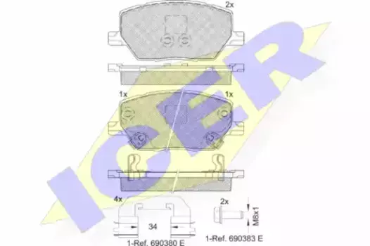 Тормозные колодки дисковые передняя ось ICER 182243