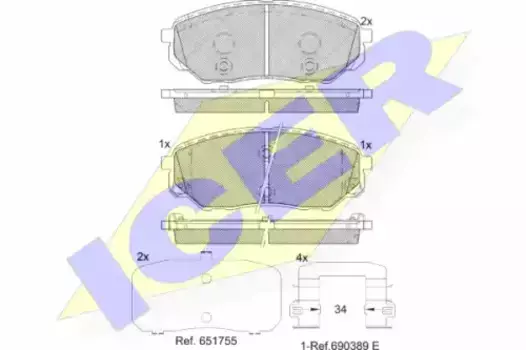 Тормозные колодки дисковые передняя ось ICER 182244