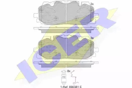 Тормозные колодки дисковые передняя ось ICER 182254