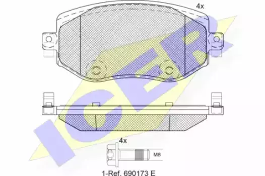 Тормозные колодки дисковые передняя ось ICER 182292