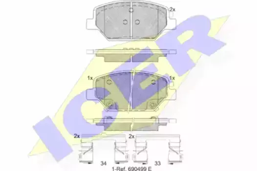 Тормозные колодки дисковые передняя ось ICER 182317