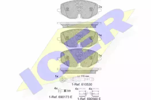 Тормозные колодки дисковые передняя ось ICER 182369