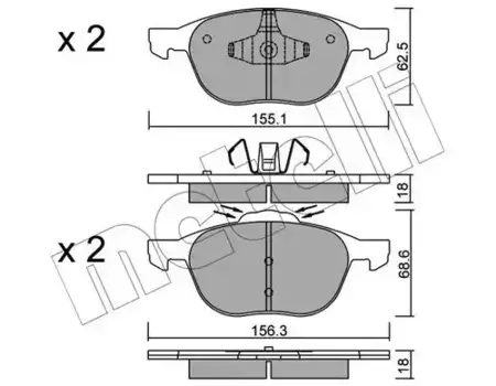 Тормозные колодки дисковые передняя ось METELLI 22-0534-1