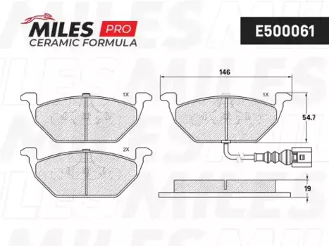 Тормозные колодки дисковые передняя ось MILES E500061