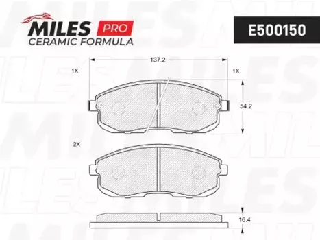 Тормозные колодки дисковые передняя ось MILES E500150