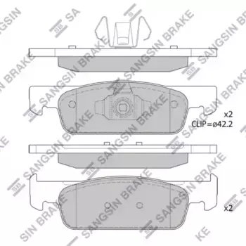 Тормозные колодки дисковые передняя ось SANGSIN SP1787